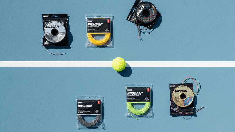 테니스 라켓과 스트링 패턴 클로즈업